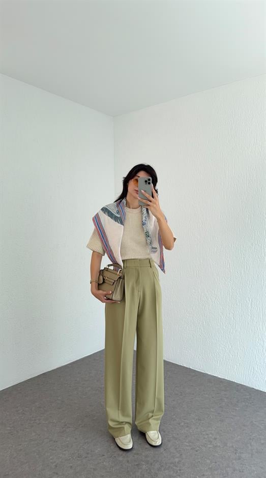 Çağla Yeşili Dilvin Palazzo Pantolon