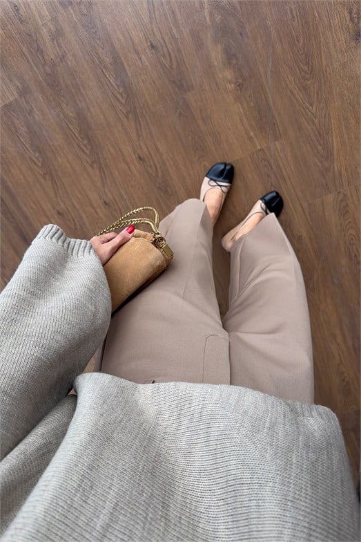 Camel Barrel Fit Kumaş Pantolon