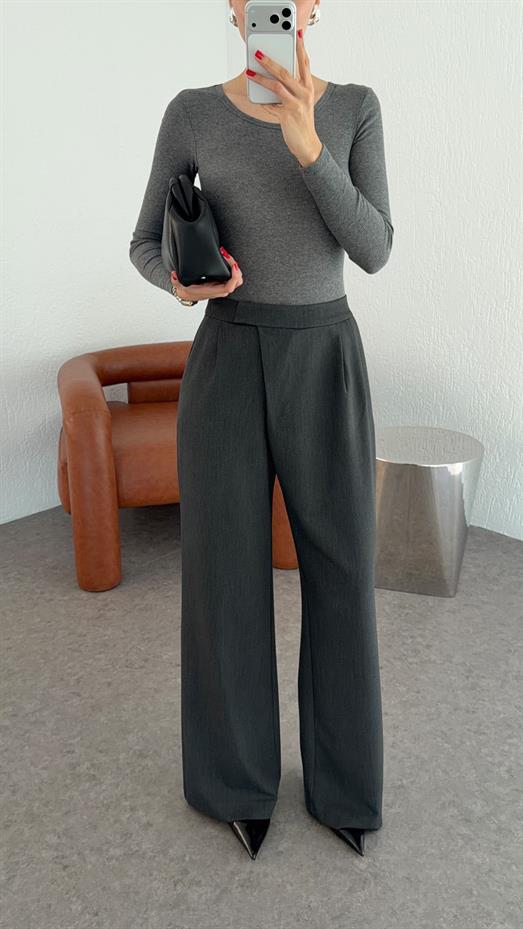 Çapraz Kemerli Antrasit Premium Pantolon