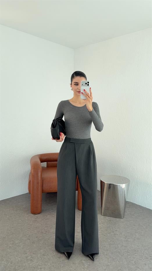 Çapraz Kemerli Antrasit Premium Pantolon