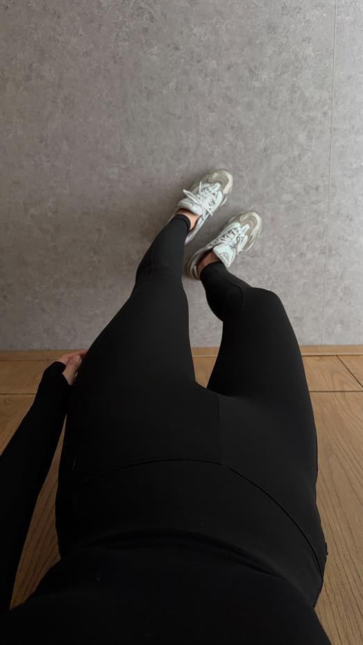 Cep Fermuarlı Siyah Termal Tayt