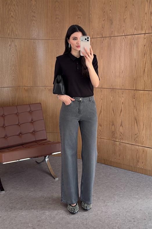 Cepleri Yıldız Detaylı Antrasit Jean