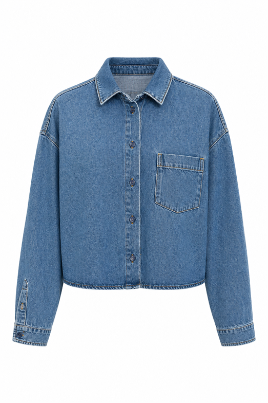 Cepli Mavi Denim Gömlek