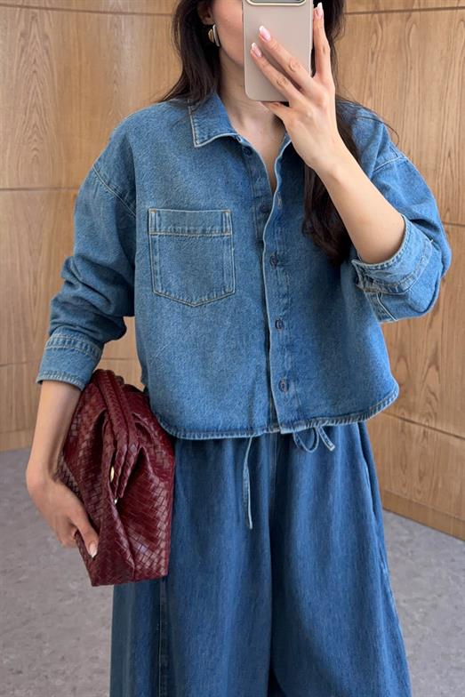 Cepli Mavi Denim Gömlek