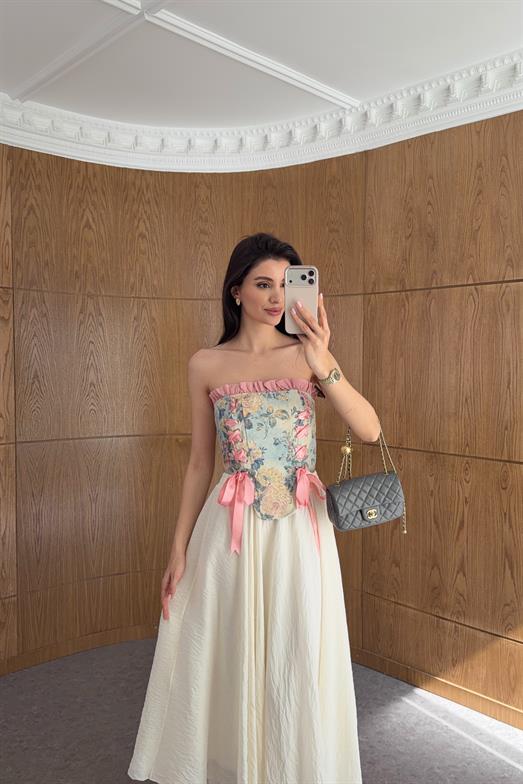 Çiçekli Pembe Korse