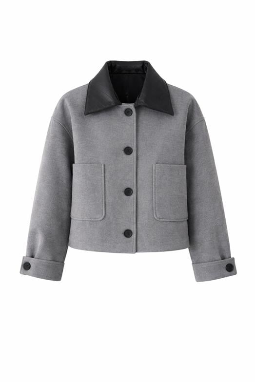 Çıkma Yaka Gri Kaşe Ceket