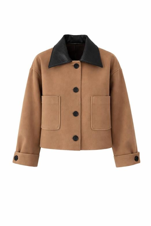 Çıkma Yaka Taba Kaşe Ceket