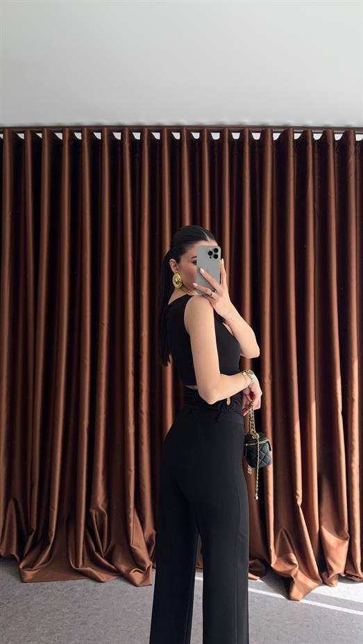 Çımalı Siyah Pantolon