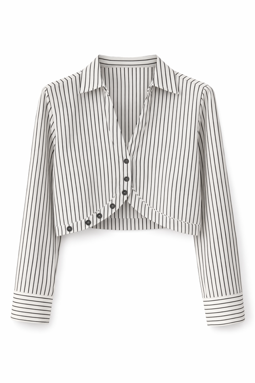 Çizgili Crop Gömlek