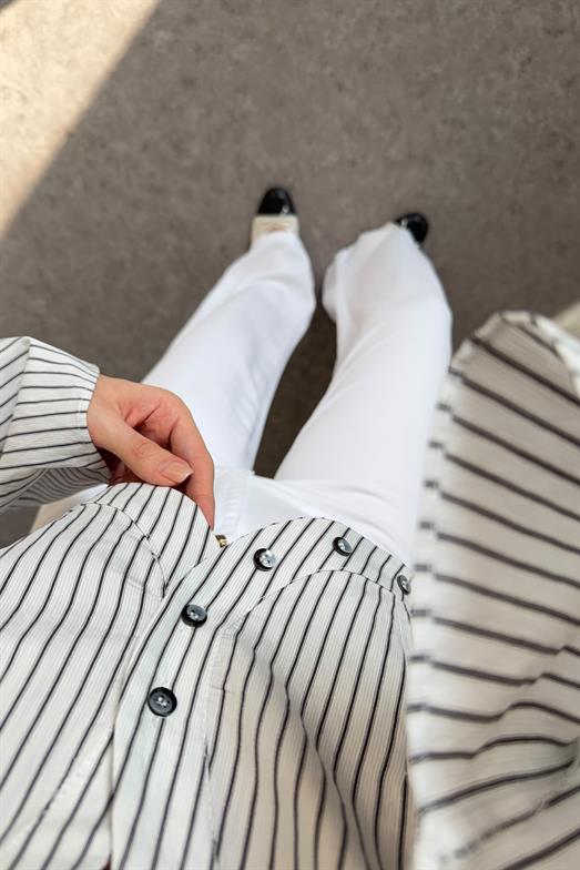 Çizgili Crop Gömlek