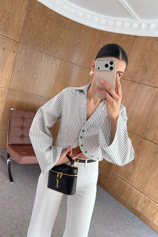 Çizgili Crop Gömlek