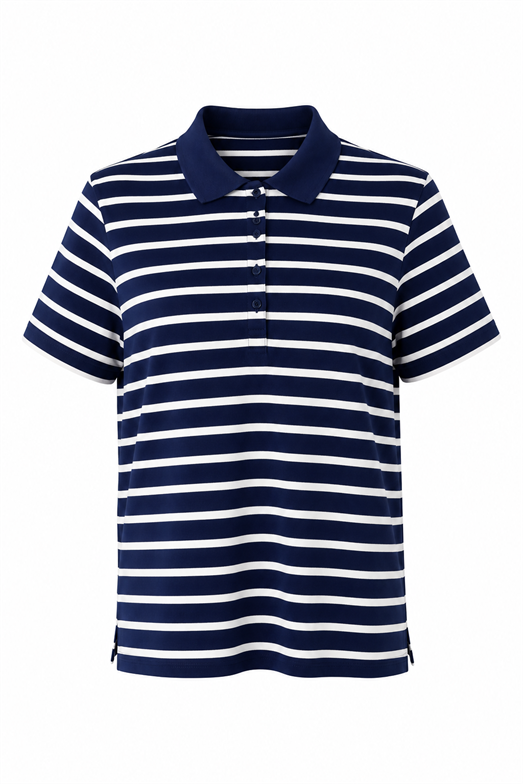 Çizgili Polo Yaka Lacivert Tshirt