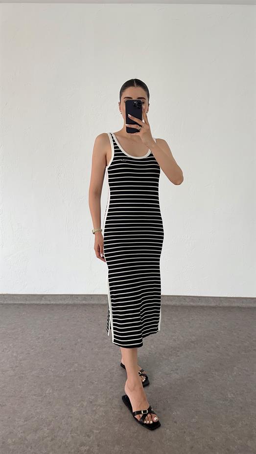 Çizgili Siyah Elbise