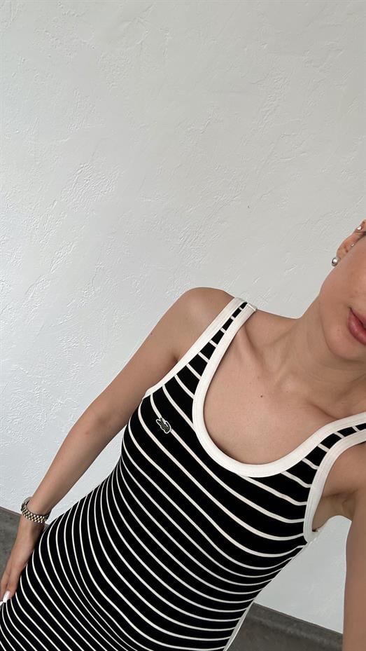 Çizgili Siyah Elbise