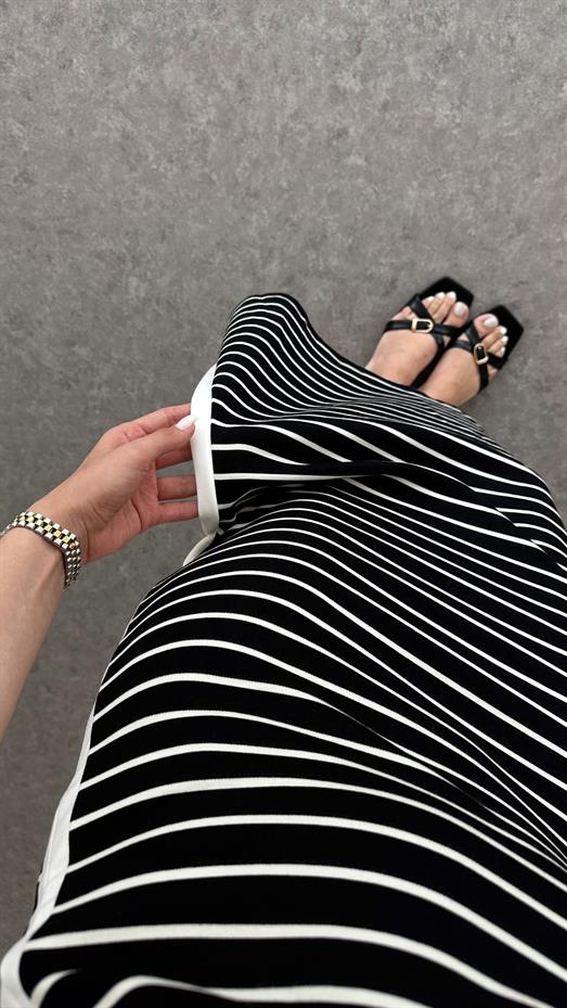 Çizgili Siyah Elbise