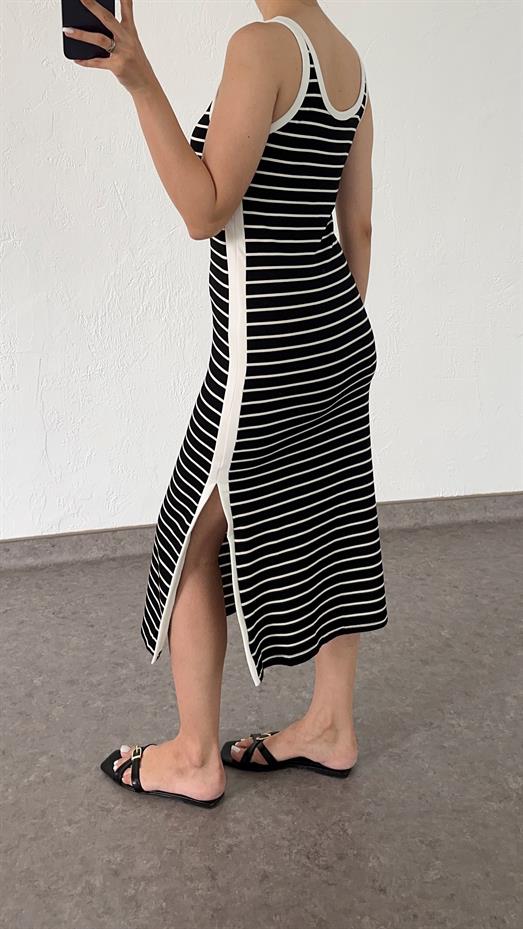 Çizgili Siyah Elbise