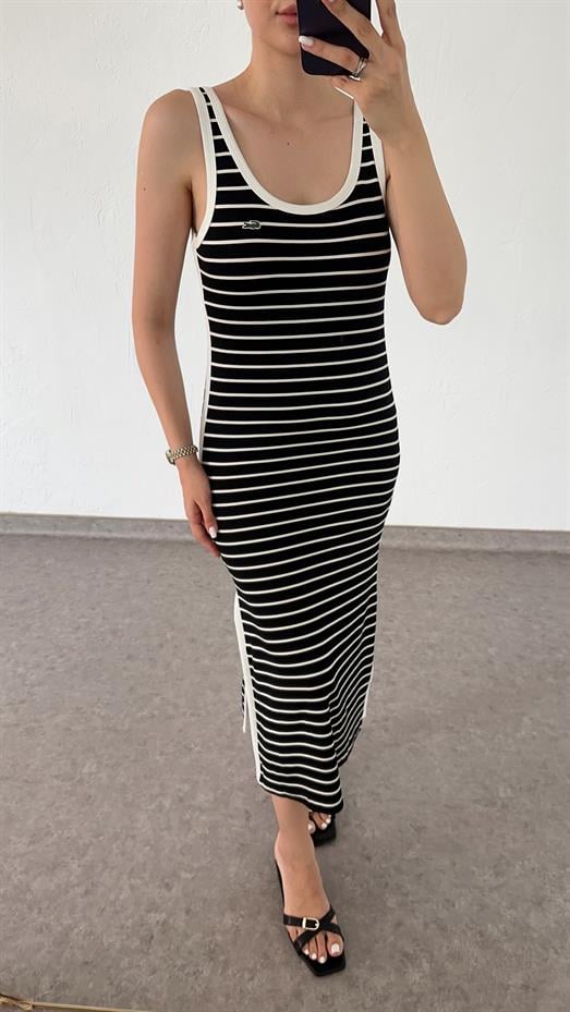 Çizgili Siyah Elbise