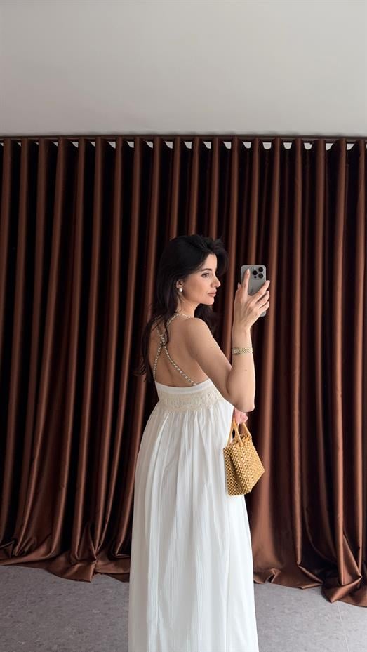 Dantel Detaylı Askılı Elbise