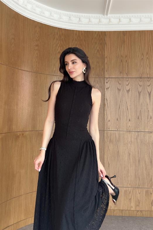 Dantelli Siyah Premium Biyeli Elbise