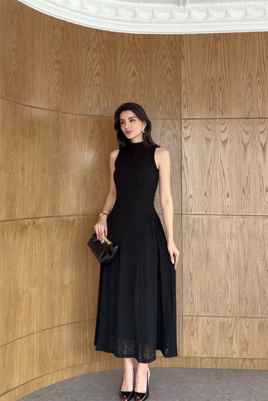 Dantelli Siyah Premium Biyeli Elbise