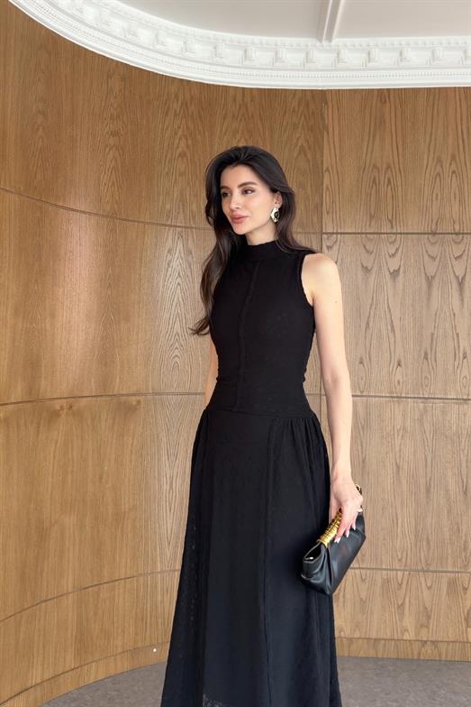 Dantelli Siyah Premium Biyeli Elbise