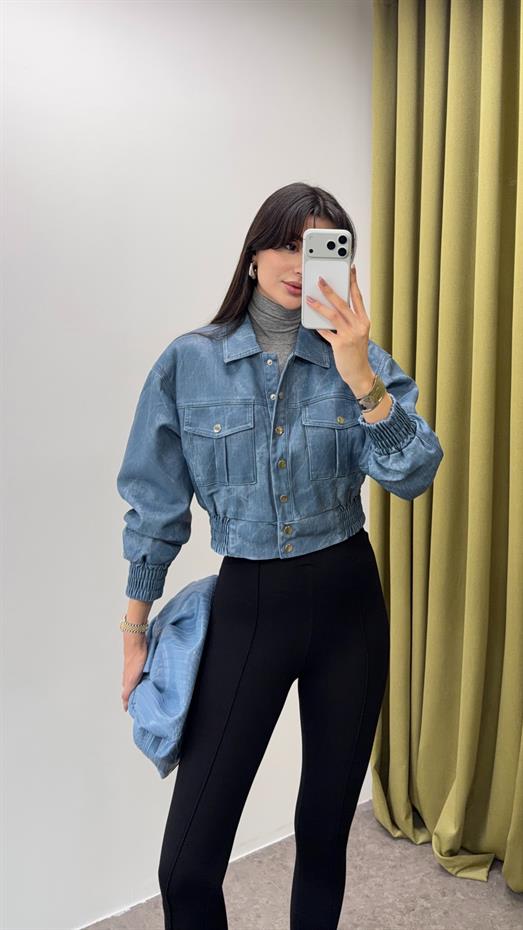 Denim Görünümlü Deri Ceket