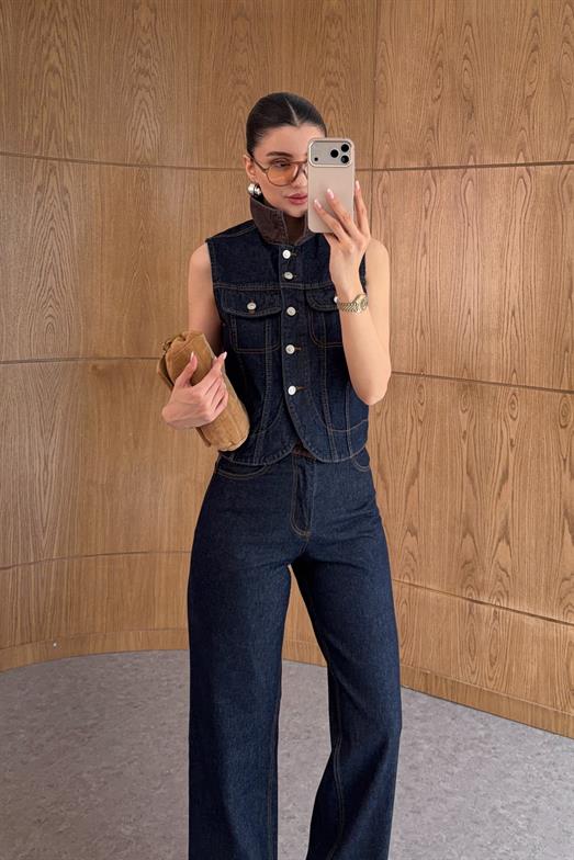 Denim Yelek-Jean Takım