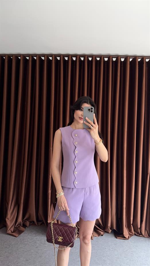 Deniz Yıldızı Düğmeli Lila Takım