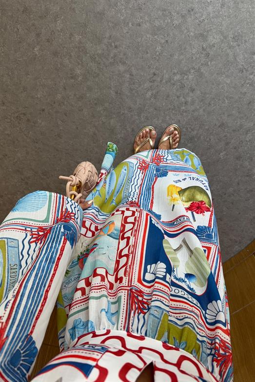 Desenli Kimono Elbise