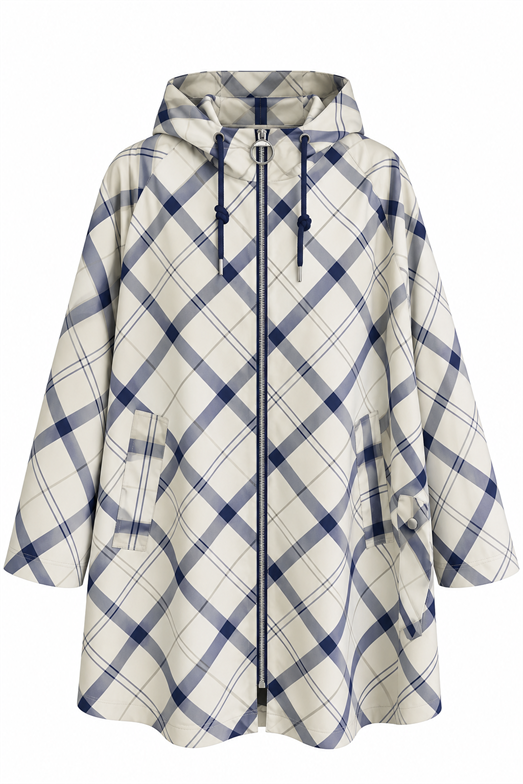 Desenli Lacivert Parka Ceket