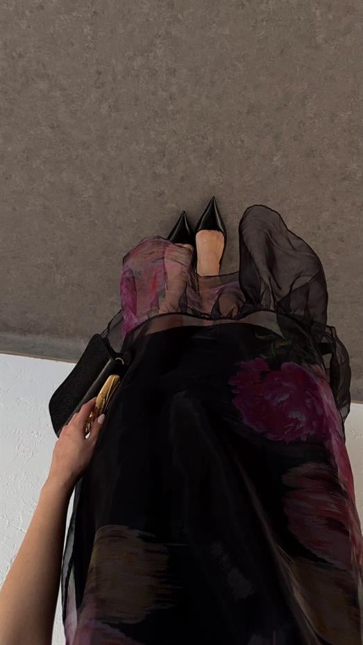 Desenli Organze Elbise