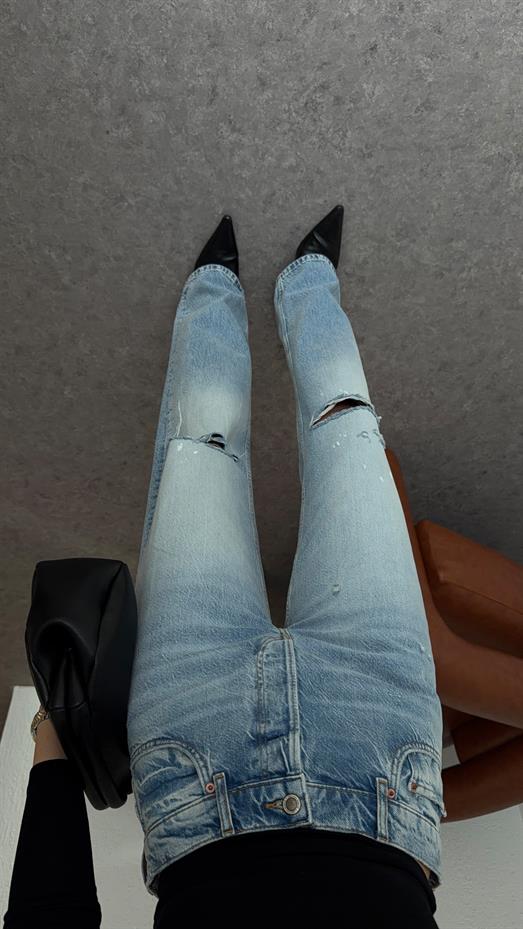 Dizi Yırtık Mavi Jean