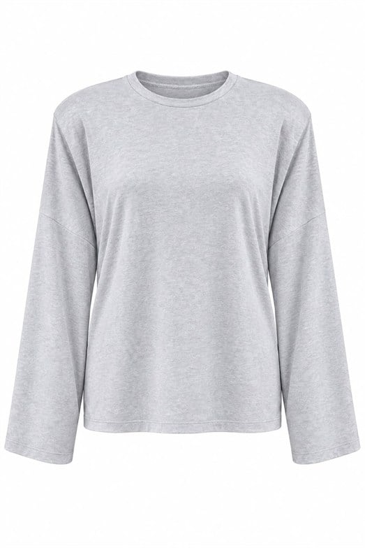 Gri Bisiklet yaka Vatkalı Oversize Sweatshirt