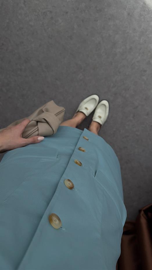 Düğmeli Mint Elbise