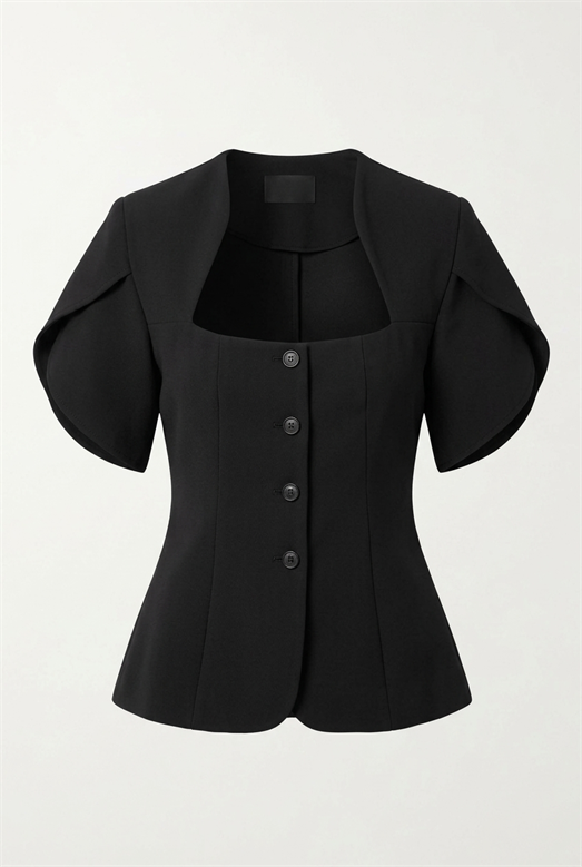 Düğmeli Siyah Bluz