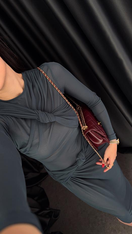 Düğümlü Transparan Elbise