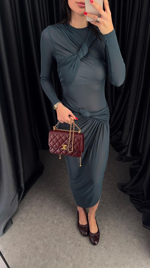 Düğümlü Transparan Elbise