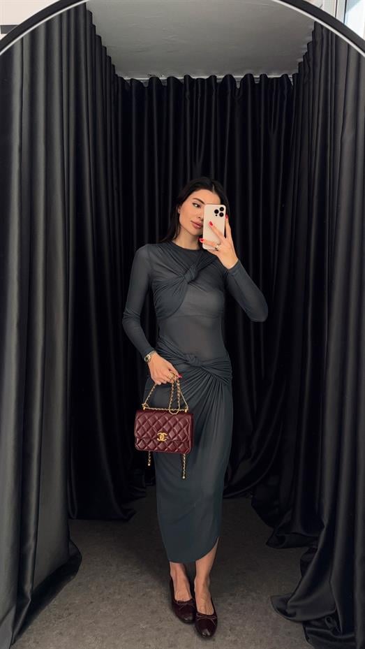 Düğümlü Transparan Elbise