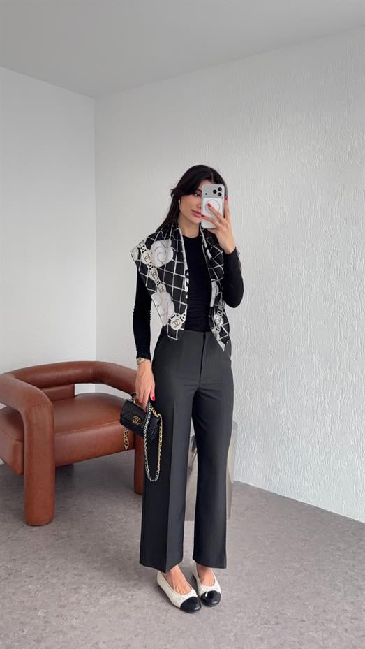 Düz Kesim Antrasit Pantolon