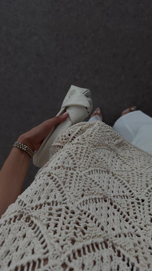 Ekru Ajur Triko Bluz