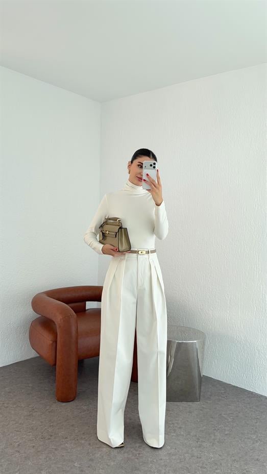 Ekru Palazzo Pantolon