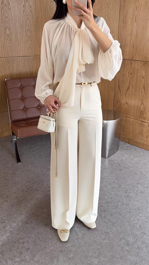 Ekru Palazzo Pantolon