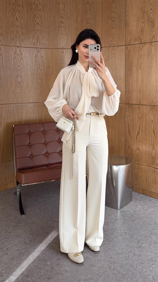 Ekru Palazzo Pantolon