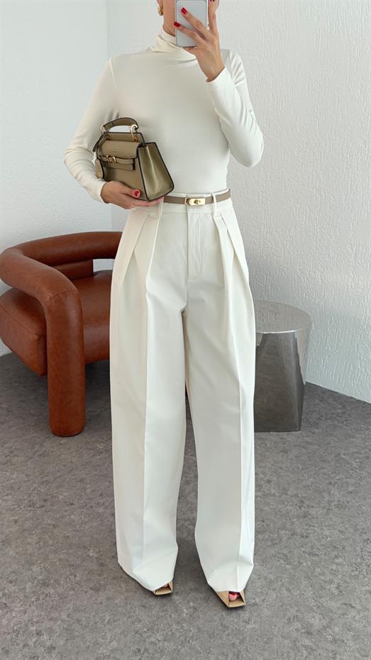 Ekru Palazzo Pantolon