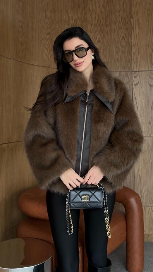 Fermuarlı Acı Kahve Kürk