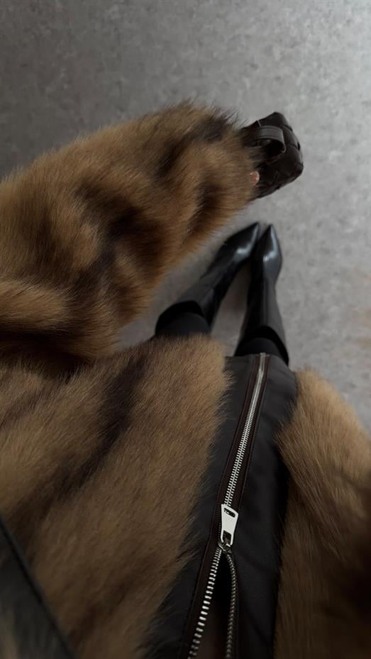 Fermuarlı Sütlü Kahve Kürk