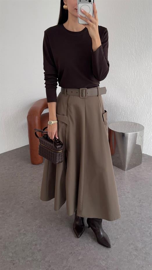 Fermuarlı Vizon Etek