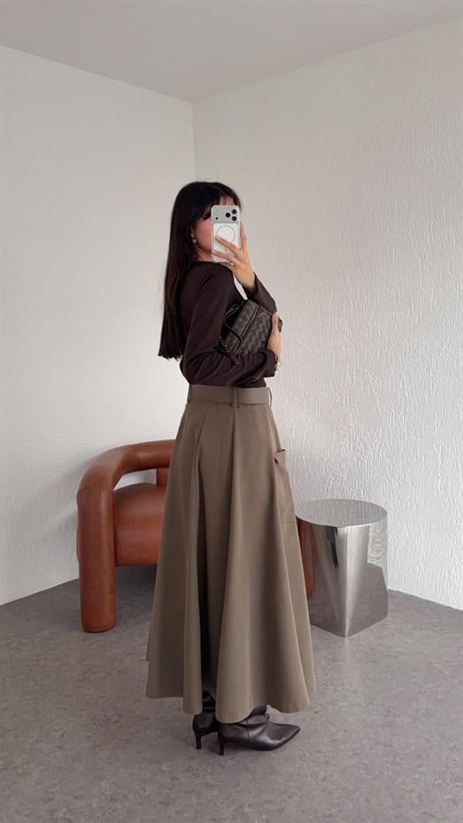 Fermuarlı Vizon Etek