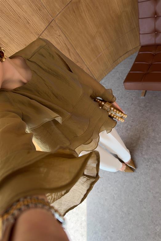 Fırfırlı Haki Bluz