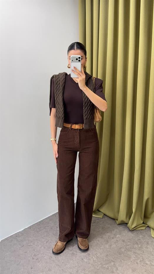 Fitilli Kahve Kadife Pantolon